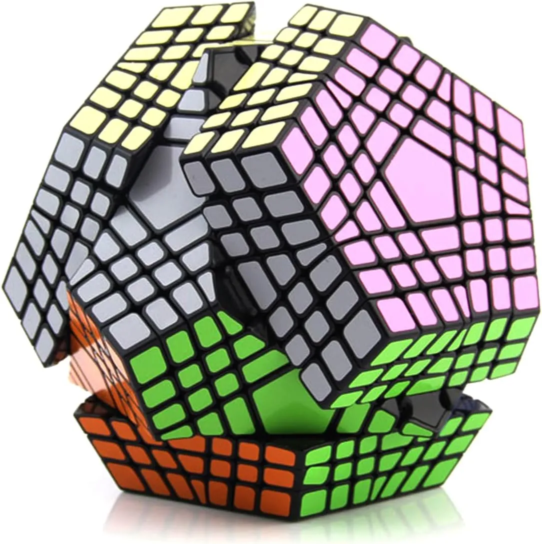 Magic Cube Megaminx Speed Cube Dodecahedron Cube Black Sticker Christmas Birthday Present Kids Gift,7×7