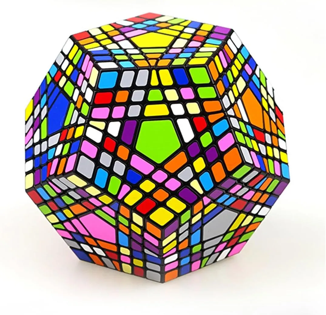 Magic Cube Megaminx Speed Cube Dodecahedron Cube Black Sticker Christmas Birthday Present Kids Gift,7×7