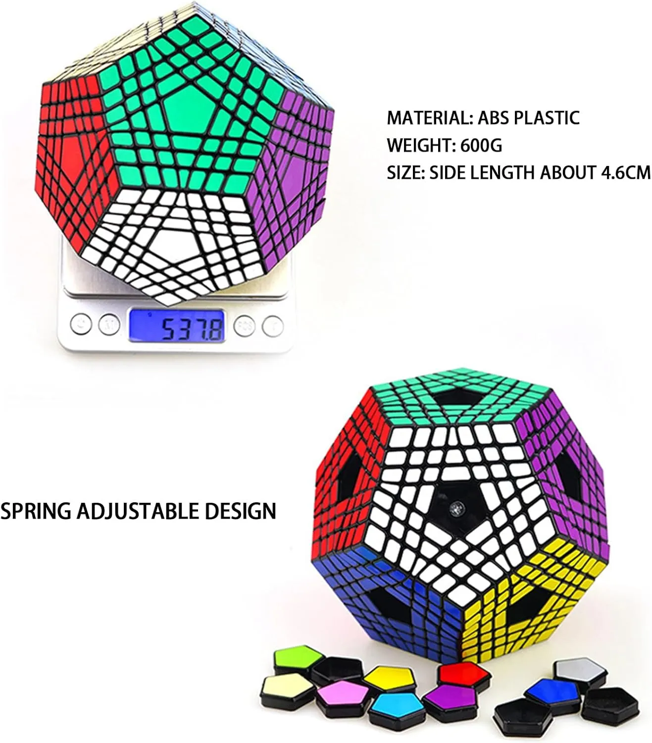 Magic Cube Megaminx Speed Cube Dodecahedron Cube Black Sticker Christmas Birthday Present Kids Gift,7×7