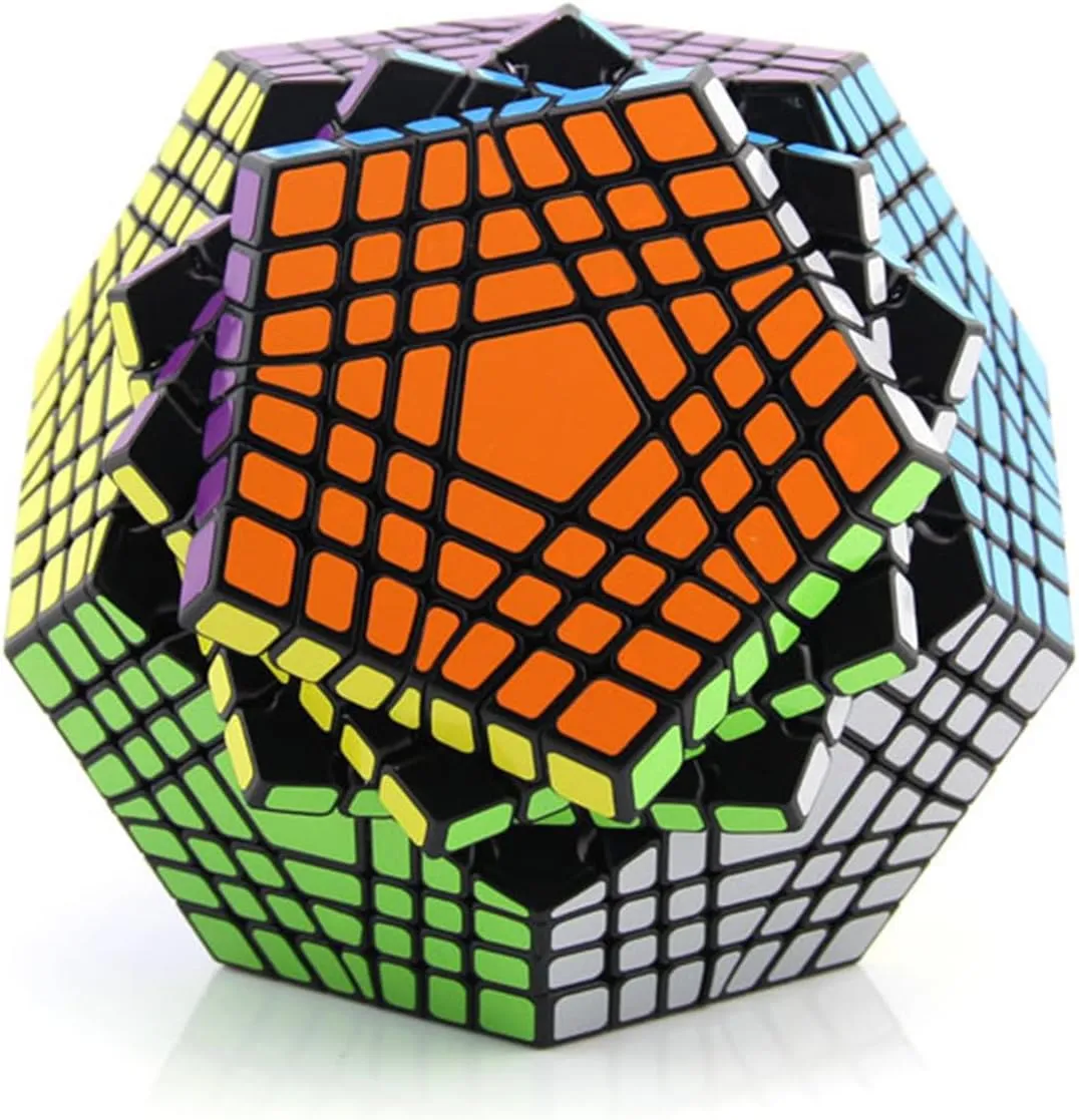 Magic Cube Megaminx Speed Cube Dodecahedron Cube Black Sticker Christmas Birthday Present Kids Gift,7×7