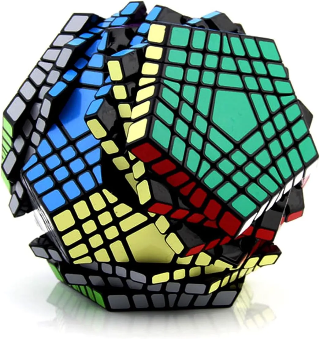 Magic Cube Megaminx Speed Cube Dodecahedron Cube Black Sticker Christmas Birthday Present Kids Gift,7×7