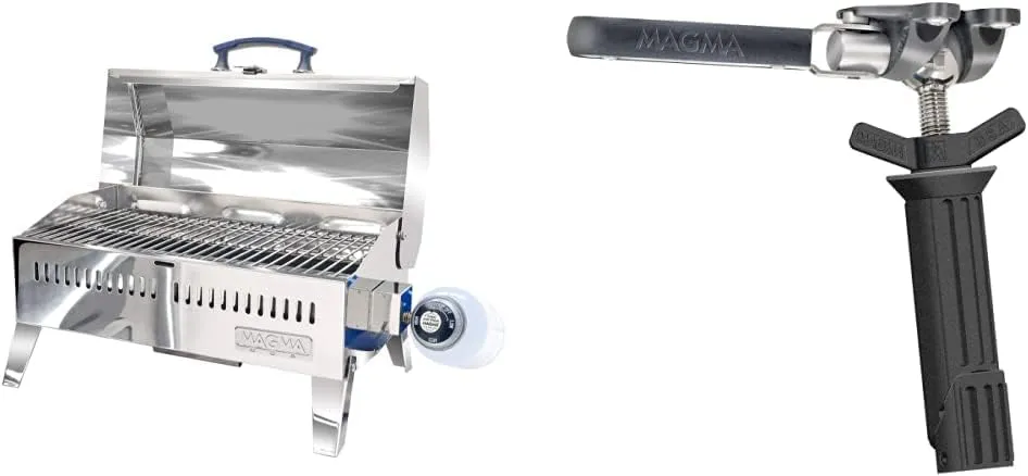 Magma Products Cabo Gas Grill and Pow'rGrip/LeveLock Rod Holder Mount Bundle