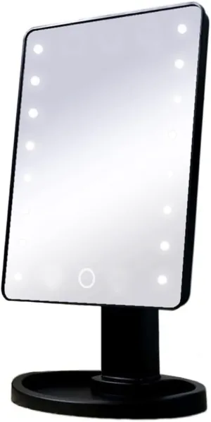 Makeup Mirror Compact Mirror LED Simple Desktop Makeup Mirror Rotatable Square Portable Makeup Mirror Girls Beauty Portable Light Mirror Vanity Mirror Make up Mirror(B)