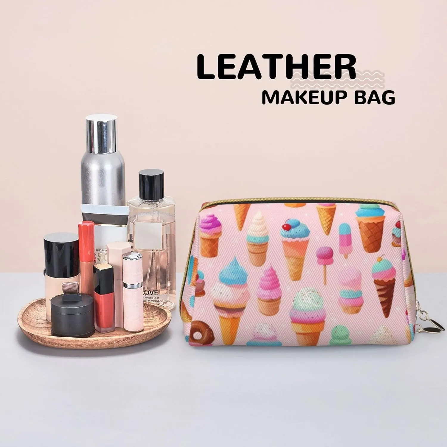 Many Colored Ice Cream Toiletry Pouch, Travel-Friendly Makeup Organizer For Makeup Brushes, Lipsticks