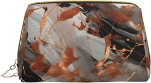 Marble Texture Copper Splatter Toiletry Pouch, Travel-Friendly Makeup Organizer For Makeup Brushes, Lipsticks