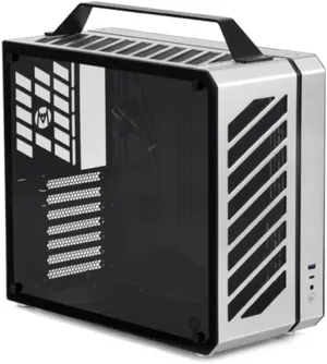 Mechanic Master C34Plus Portable Desktop ATX Case with Aluminum Handle - 5-Slot Mode Switchable, 240mm AIO Compatibility (RAM Height 44mm), Fits Extra-Long GPUs (Moonlight Silver)