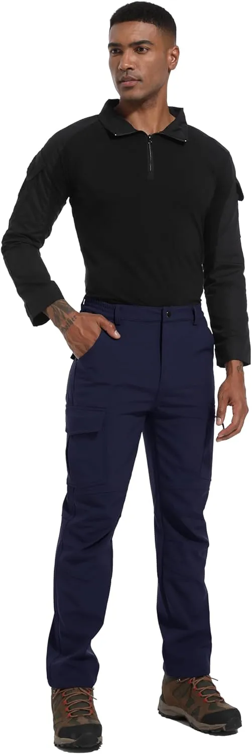 Men's Fleece Lined Outdoor Hiking Pants Waterproof Softshell Insulated Snow Ski Winter Camping Fishing Pants