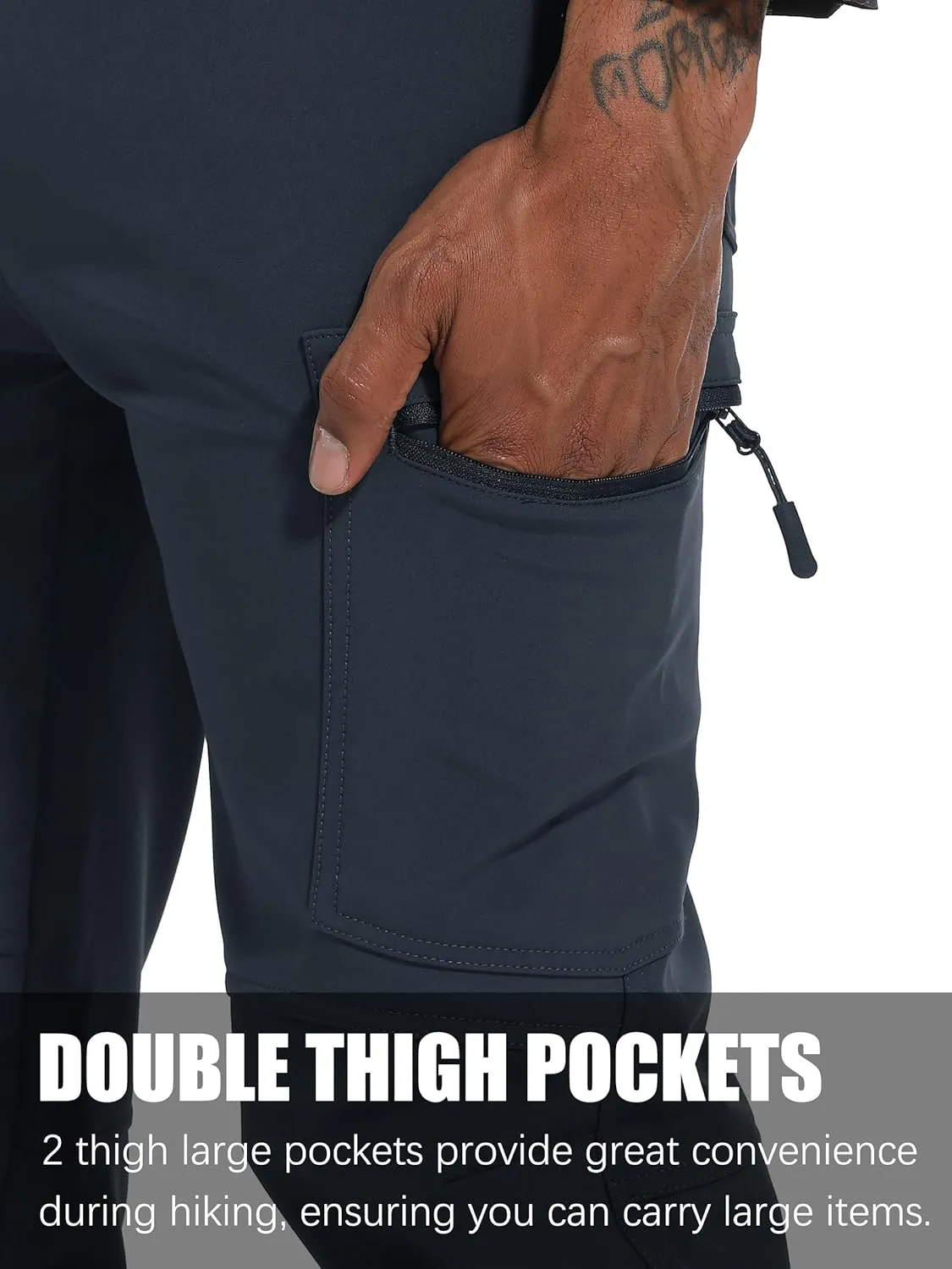 Men's Fleece Lined Outdoor Hiking Pants Waterproof Softshell Insulated Snow Ski Winter Camping Fishing Pants