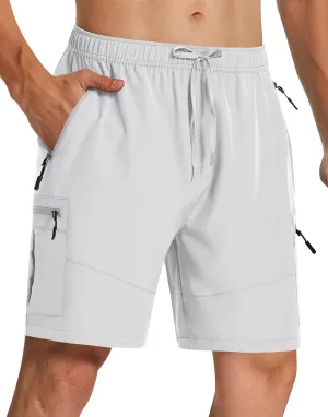 Mens Hiking Cargo Shorts with Zipper Pockets 7" Quick Dry Lightweight Drawstring Shorts for Summer Outdoor Golf Casual