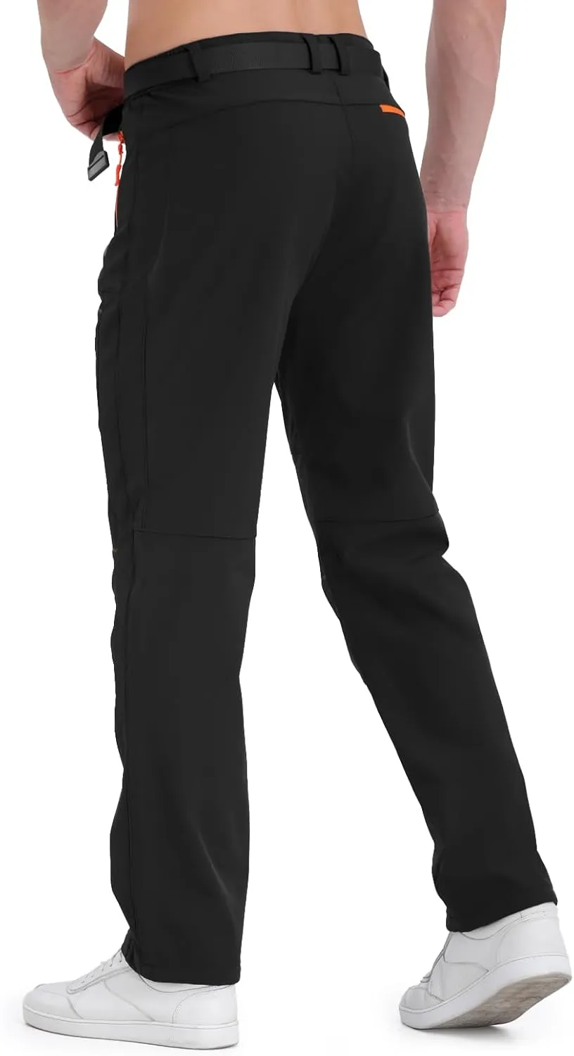 Mens Snow Ski Pants Fleece Lined Hiking Pants Water Resistant Winter Cargo Pants for Camping Fishing Outdoor