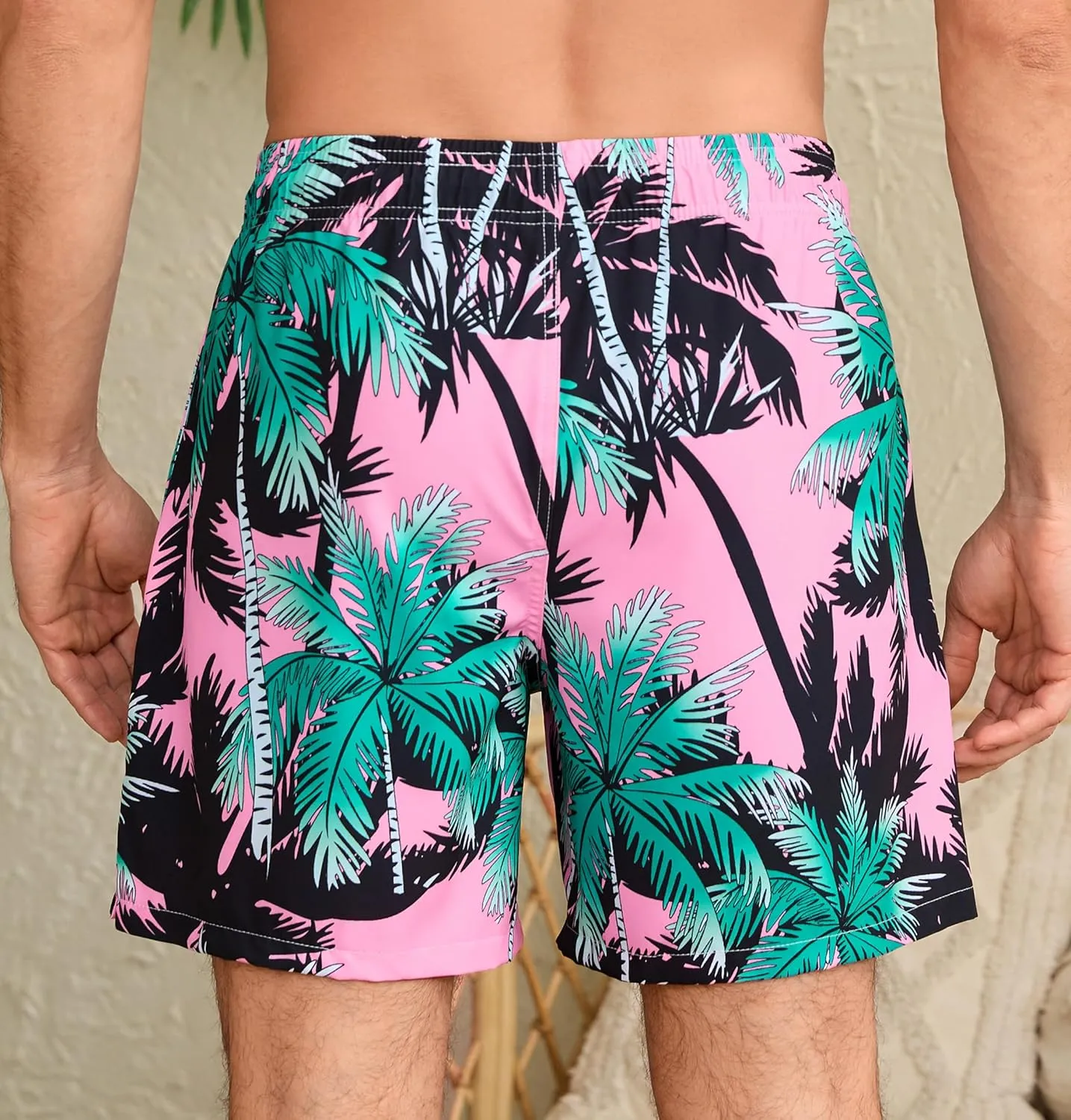Mens Swim Trunks with Compression Liner Quick Dry Bathing Suit with Zipper Pockets Lightweight Beach Shorts