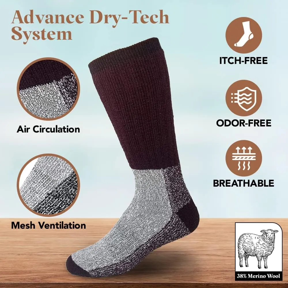Merino Wool Thermal Socks Men and Women - Warm Hiking Socks Hunting Skiing Outdoor Winter Sports Crew Socks 6 Pairs