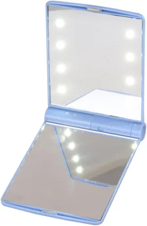 MERRYHAPY Portable Led Lighted Makeup Mirror Compact Handheld Vanity Mirror Rotation Sturdy Design for Daily Styling for Bedroom Bathroom Decor
