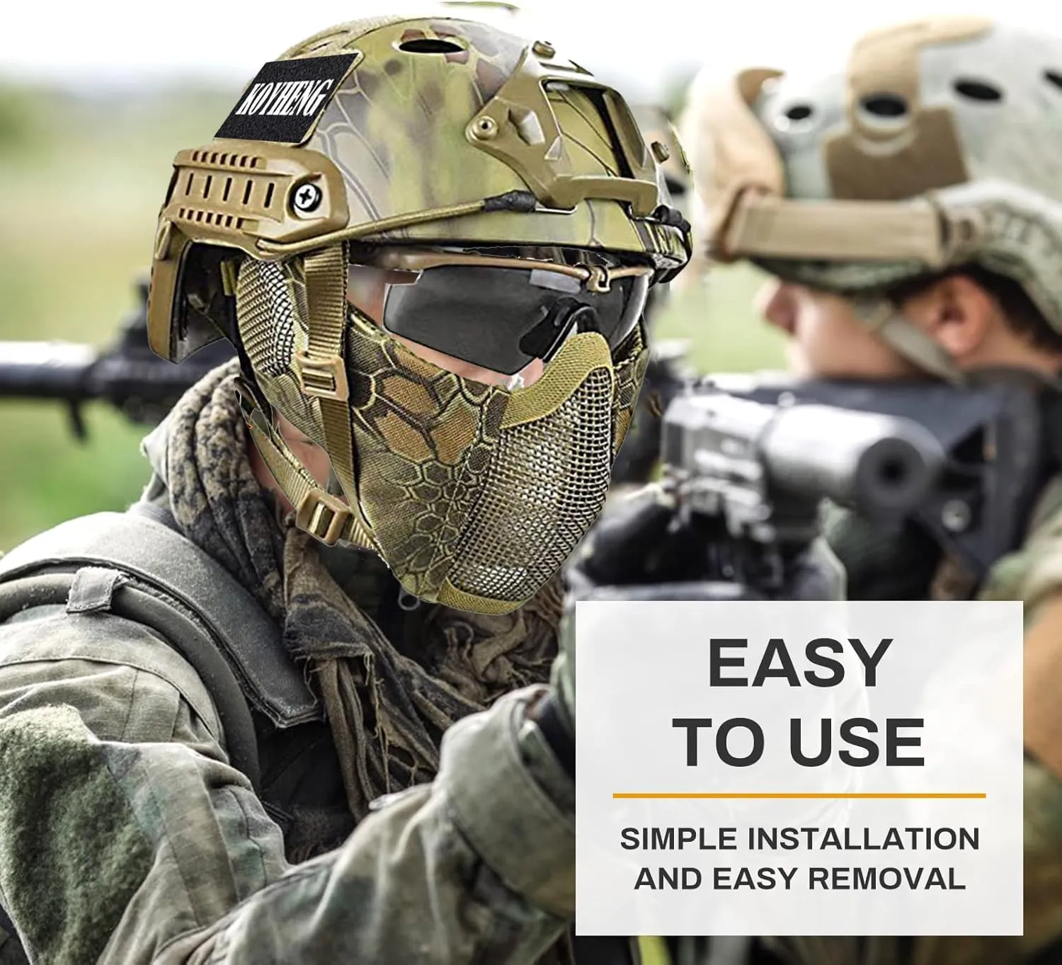 MH Tactical Fast Helmet Combined,with Foldable Ear Protection Half Face Mesh Mask and Goggles for Airsoft Paintball CS Game Set