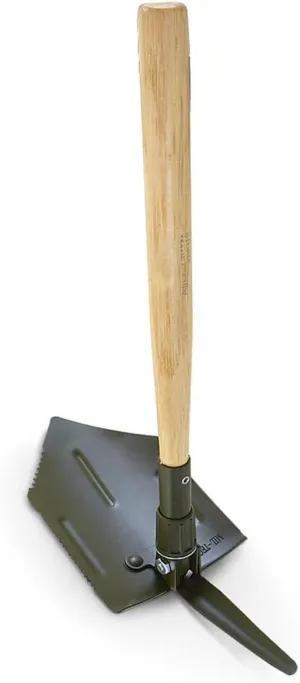 MIL-TEC German Style Robust Heavy-Duty Steel Folding Shovel with Hoe and Shovel Blade for Digging | Compact Storage and Easy Transportation | Great for Outdoor Activities, Camping, Hiking (15523100)