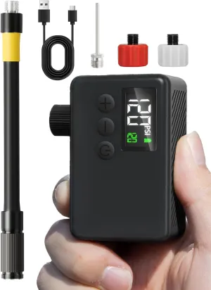 Mini Bike Tire Air Pump: Fast Inflate Portable Small Bicycle Electric Pump for Presta and Schrader Valves, 120 Psi High Pressure Pump with Digital Gauge for Road Bike, Mountain Bike, E-Bike