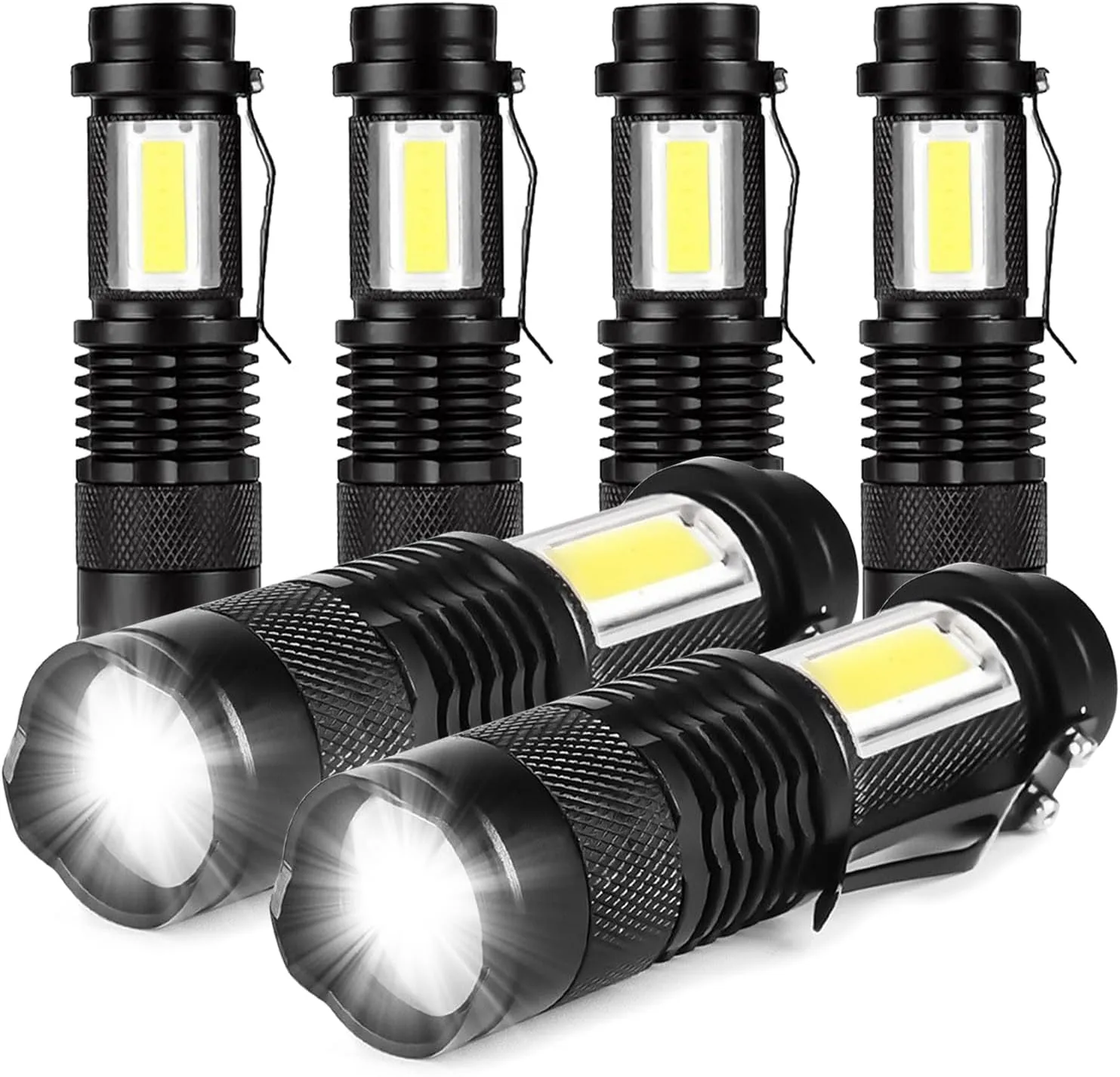 Mini COB LED Flashlights Ultra Bright Q5 Light 4 Modes Handheld Portable Torch Pocket Lights (6 Pack)