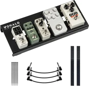 Mini Guitar Pedal Board 14" Guitar Effects Compact Small Pedalboard with Pedals Mountain Tape, Cable Tie & Patch Cables, Black 14.1"x 5.5"x 1.2"/1.8"