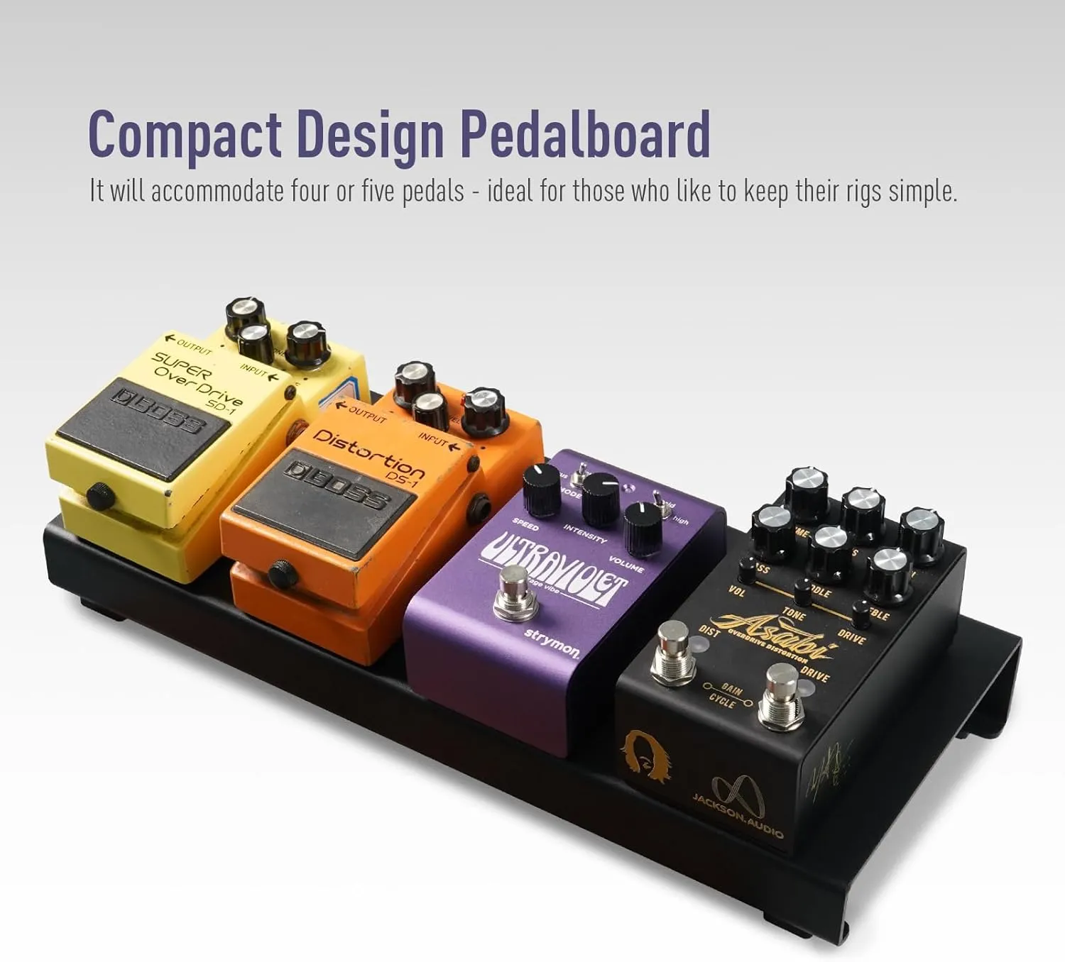 Mini Guitar Pedal Board 14" Guitar Effects Compact Small Pedalboard with Pedals Mountain Tape, Cable Tie & Patch Cables, Black 14.1"x 5.5"x 1.2"/1.8"