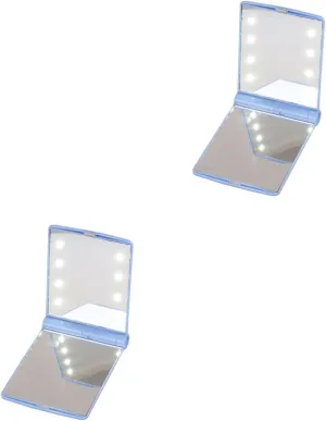 Mipcase 2pcs Led Lighted Makeup Mirror Led Lights Portable Compact Folding Design Rotation for Travel Low- Color