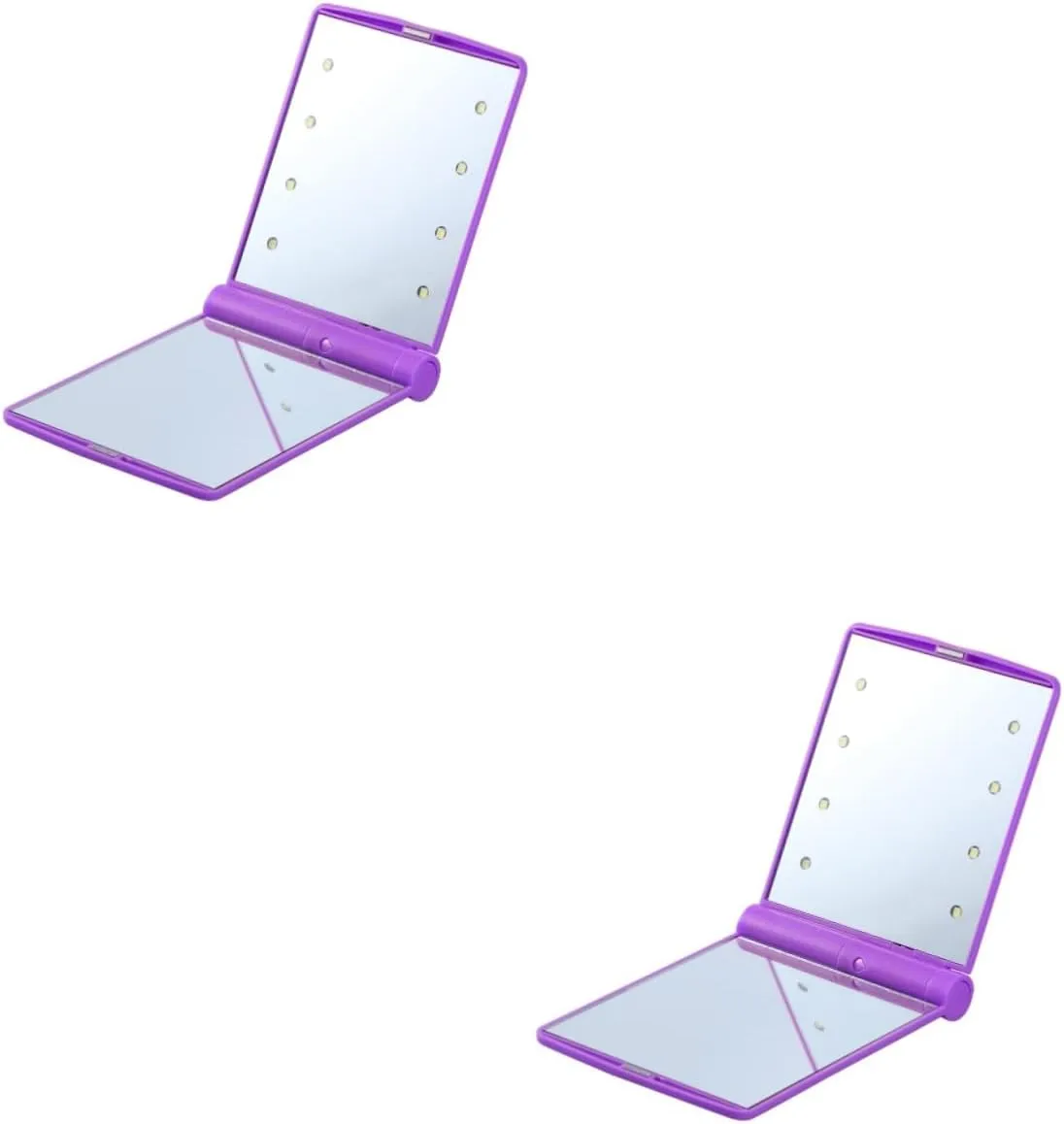 Mipcase 2pcs Led Lighted Makeup Mirror Portable Compact Led Folding Cosmetic Mirror for Travel Rotation Design Bright Reflection for Dark Environments Makeup Accessory