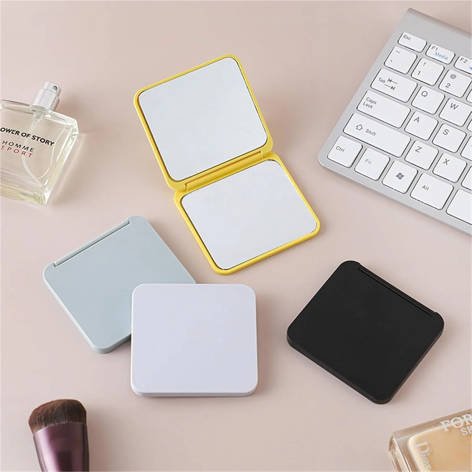 Mirror Folding Makeup Mirror Portable Double-Sided Flip-up Square Gift Small Mirror for Students