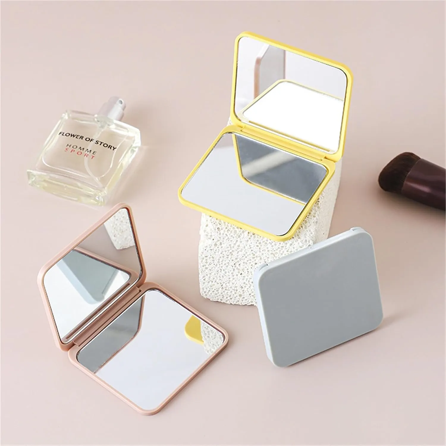 Mirror Folding Makeup Mirror Portable Double-Sided Flip-up Square Gift Small Mirror for Students
