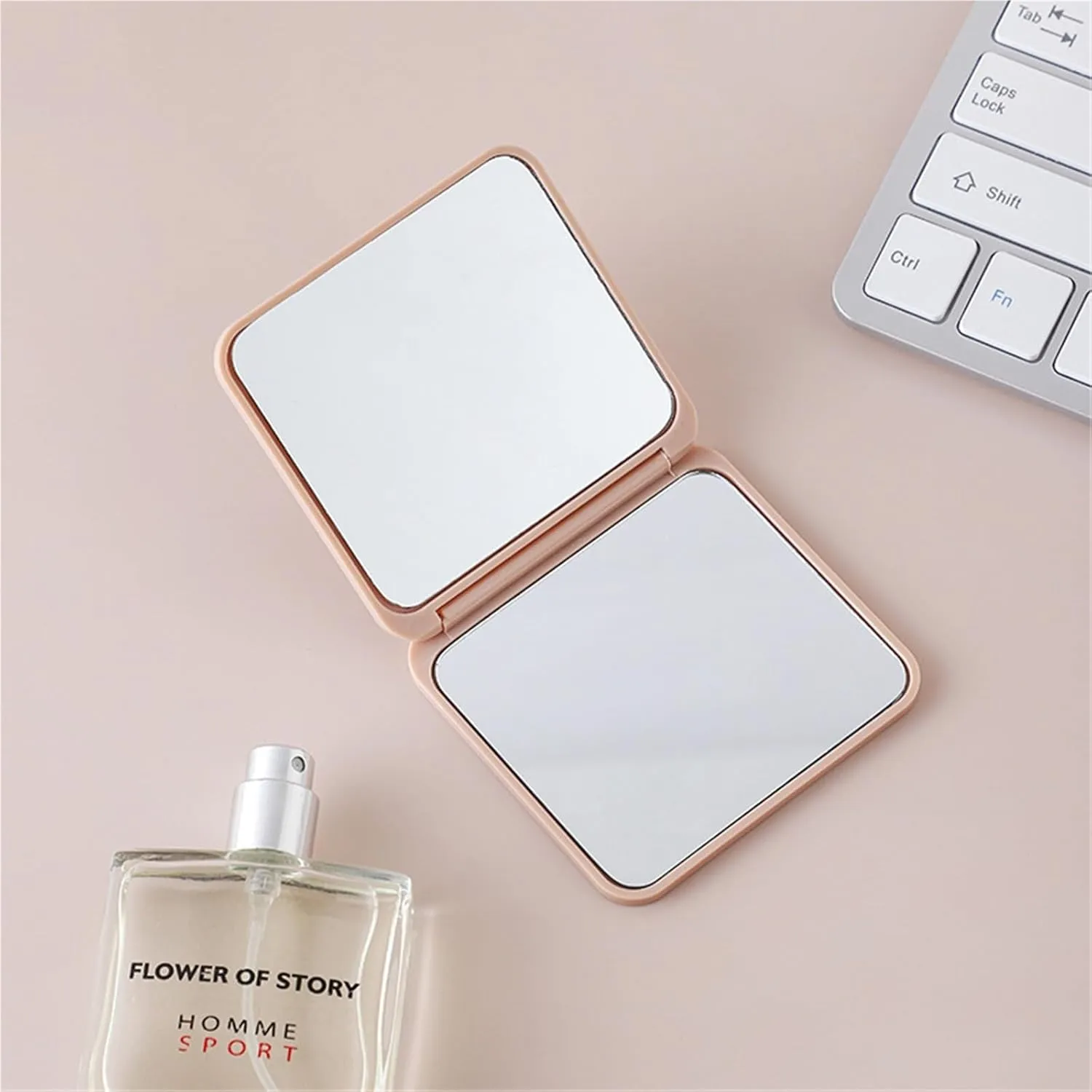 Mirror Folding Makeup Mirror Portable Double-Sided Flip-up Square Gift Small Mirror for Students