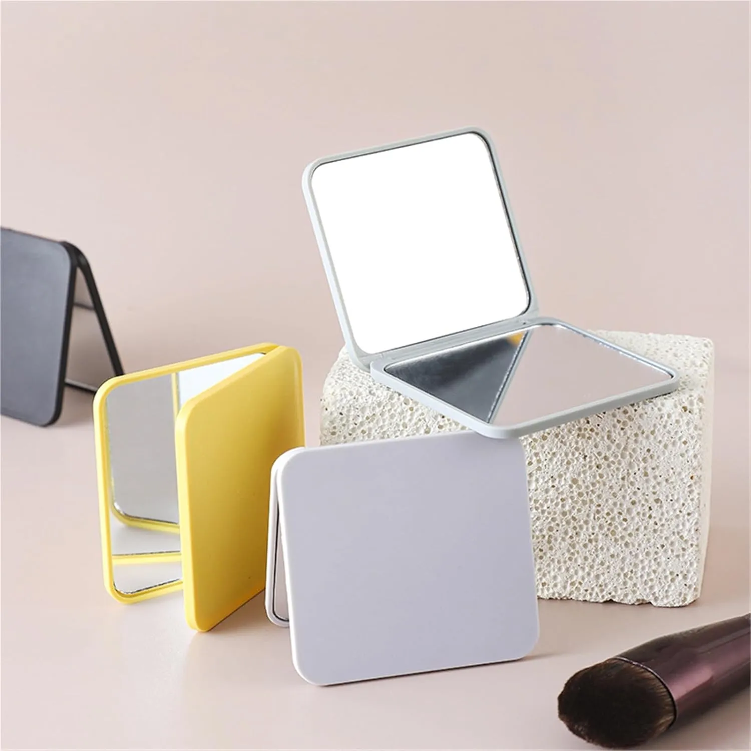 Mirror Folding Makeup Mirror Portable Double-Sided Flip-up Square Gift Small Mirror for Students