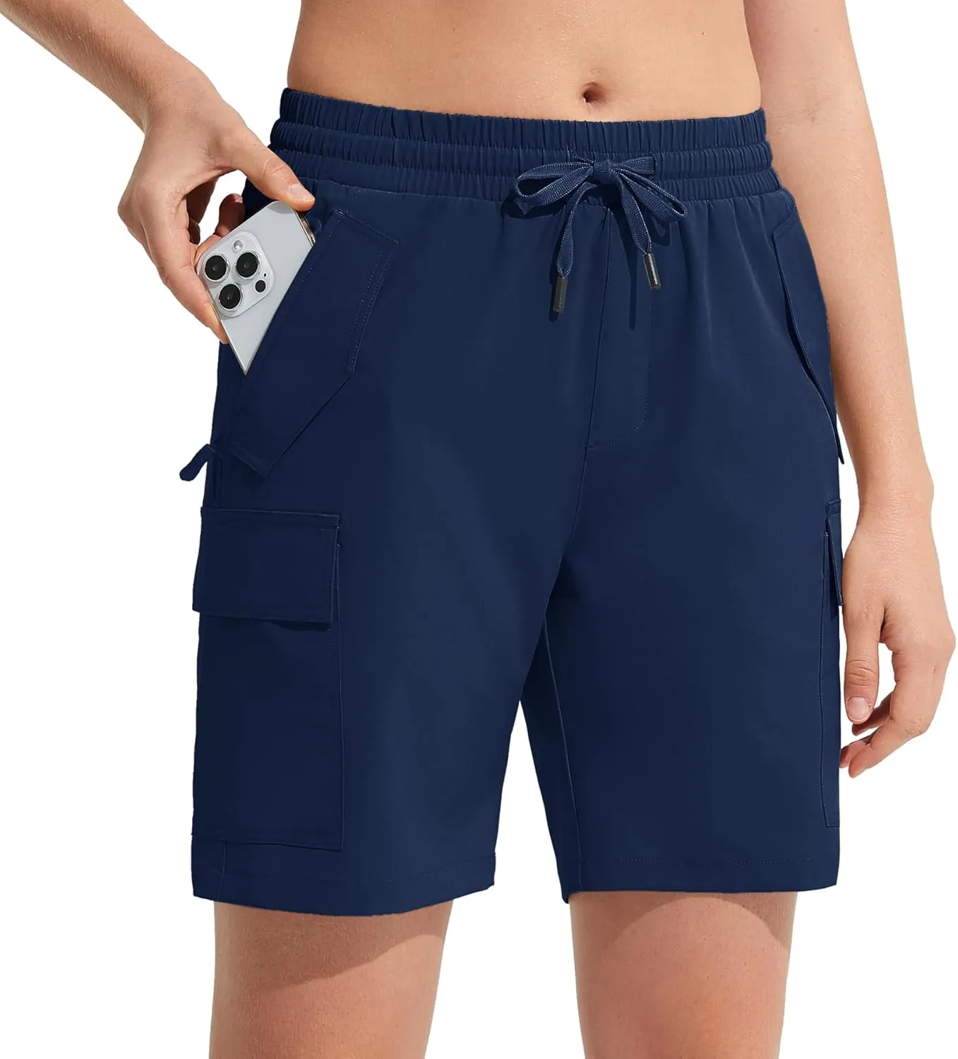 MOCOLY Womens Hiking Cargo Shorts 8" Quick Dry Lightweight Golf Shorts for Camping Travel Athletic with Zipper Pockets
