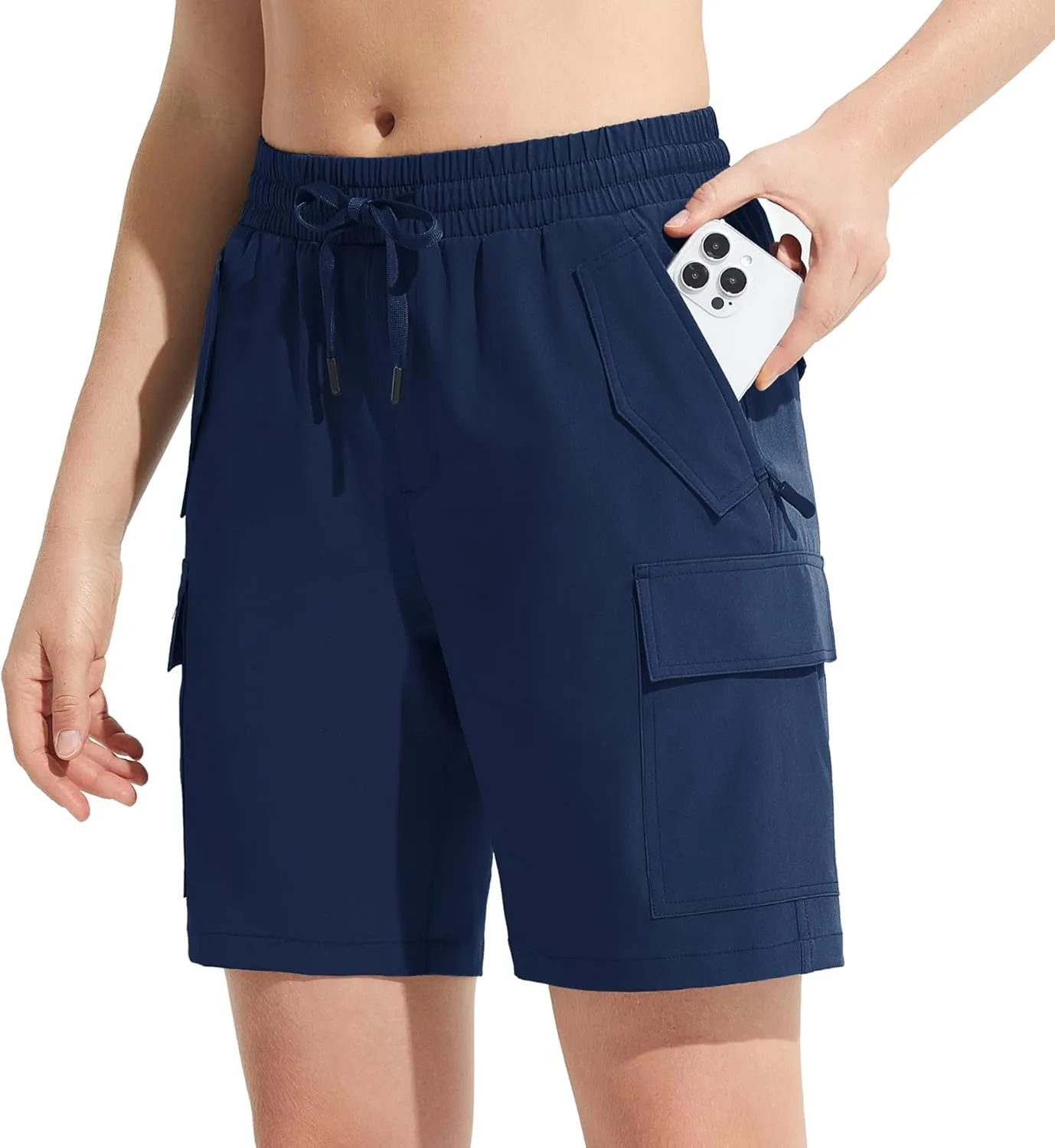 MOCOLY Womens Hiking Cargo Shorts 8" Quick Dry Lightweight Golf Shorts for Camping Travel Athletic with Zipper Pockets
