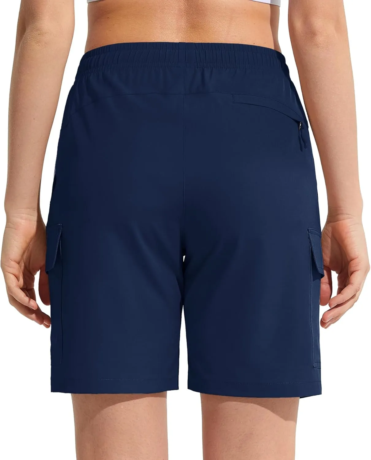 MOCOLY Womens Hiking Cargo Shorts 8" Quick Dry Lightweight Golf Shorts for Camping Travel Athletic with Zipper Pockets