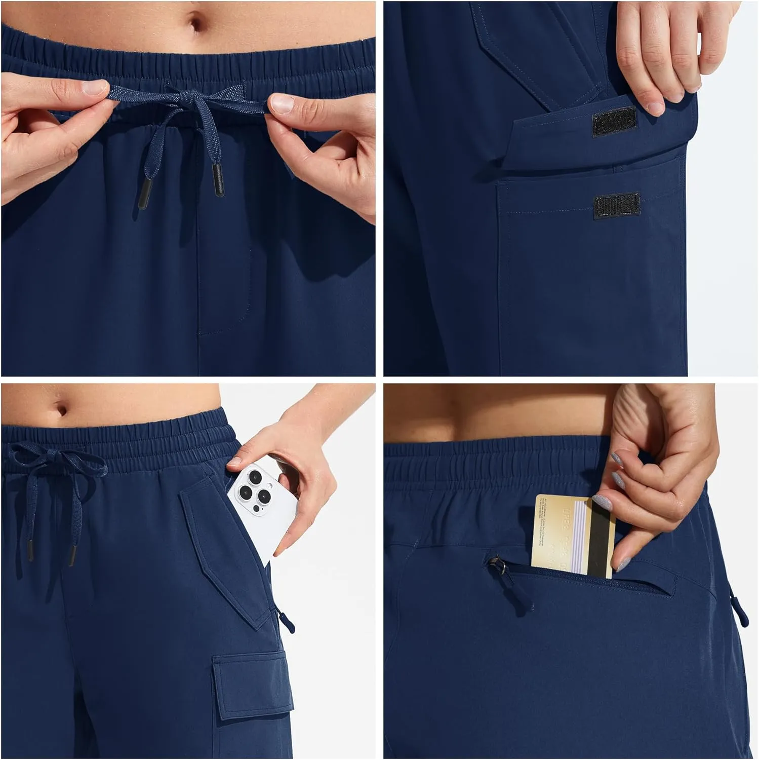 MOCOLY Womens Hiking Cargo Shorts 8" Quick Dry Lightweight Golf Shorts for Camping Travel Athletic with Zipper Pockets