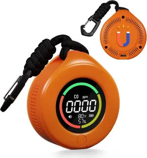 MOES Portable Carbon Monoxide Detector, Travel CO Detector, Mini Size Temperature/Humidity/CO Detector 3 in 1, 144 Hours, 1000 mah Battery, Alarm Sensor for Outdoor Camping,RV Car Indoor (Orange)