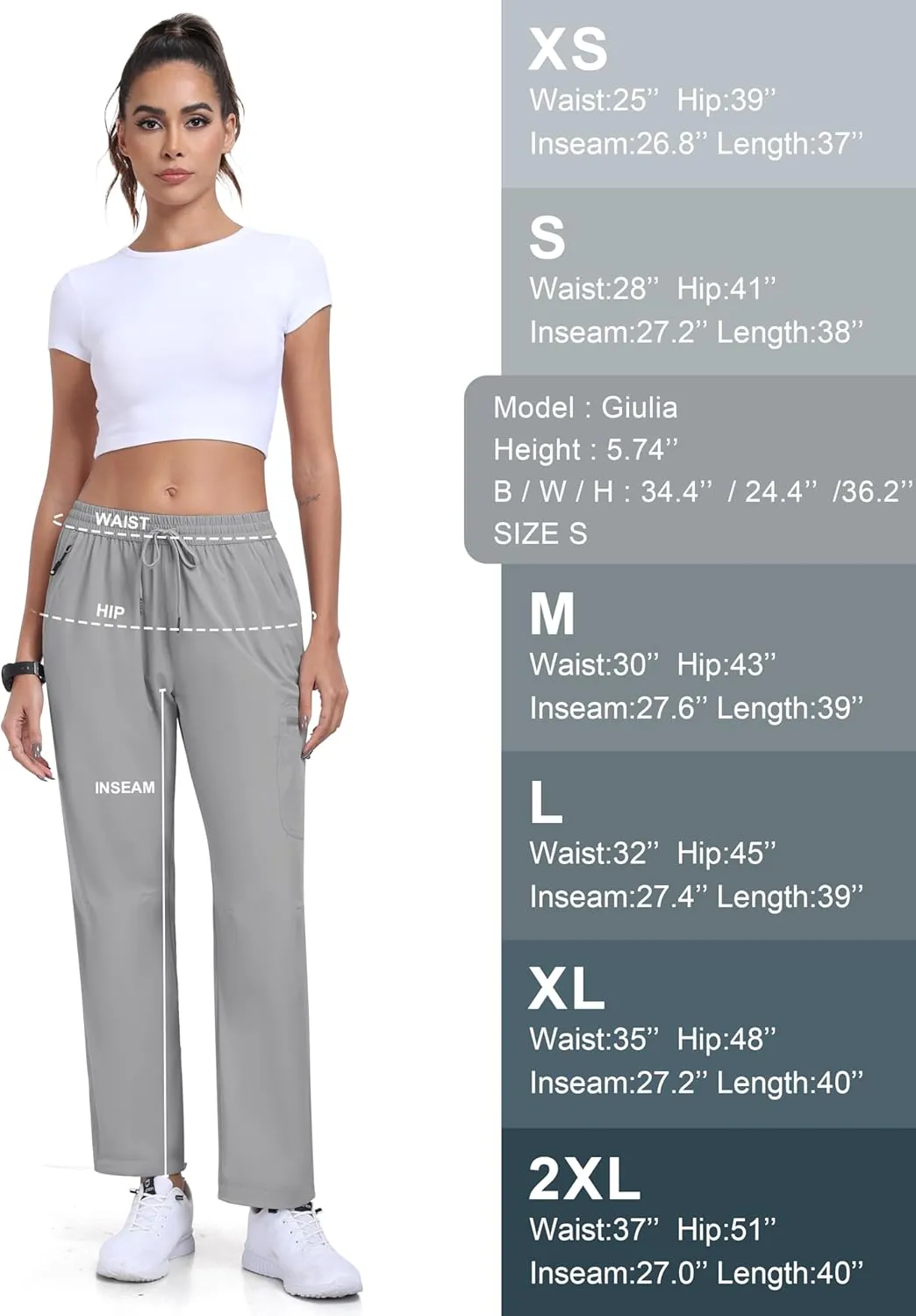 MoFiz Women's Hiking Cargo Pants Lightweight Joggers Elastic Waist Athletic Outdoor Sweatpants Casual Travel Pant with Pocket