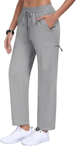 MoFiz Women's Hiking Cargo Pants Lightweight Joggers Elastic Waist Athletic Outdoor Sweatpants Casual Travel Pant with Pocket