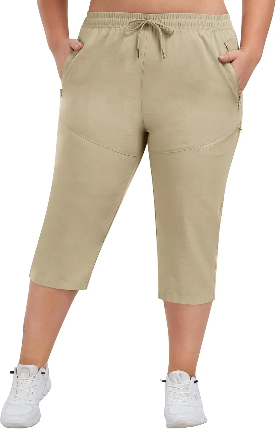 MoFiz Women's Plus Size Capris Pants Casual Hiking Pants Lightweight Quick Dry Summer Cargo Pants for Women