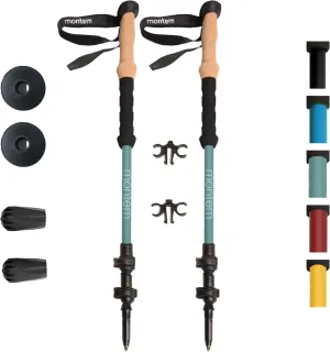 Montem Ultra Light 100% Carbon Fiber Trekking, Walking, and Hiking Poles - One Pair (2 Poles) - Ultra Light, Quick Locking, Foldable, Weather-Resistant and Ultra Durable