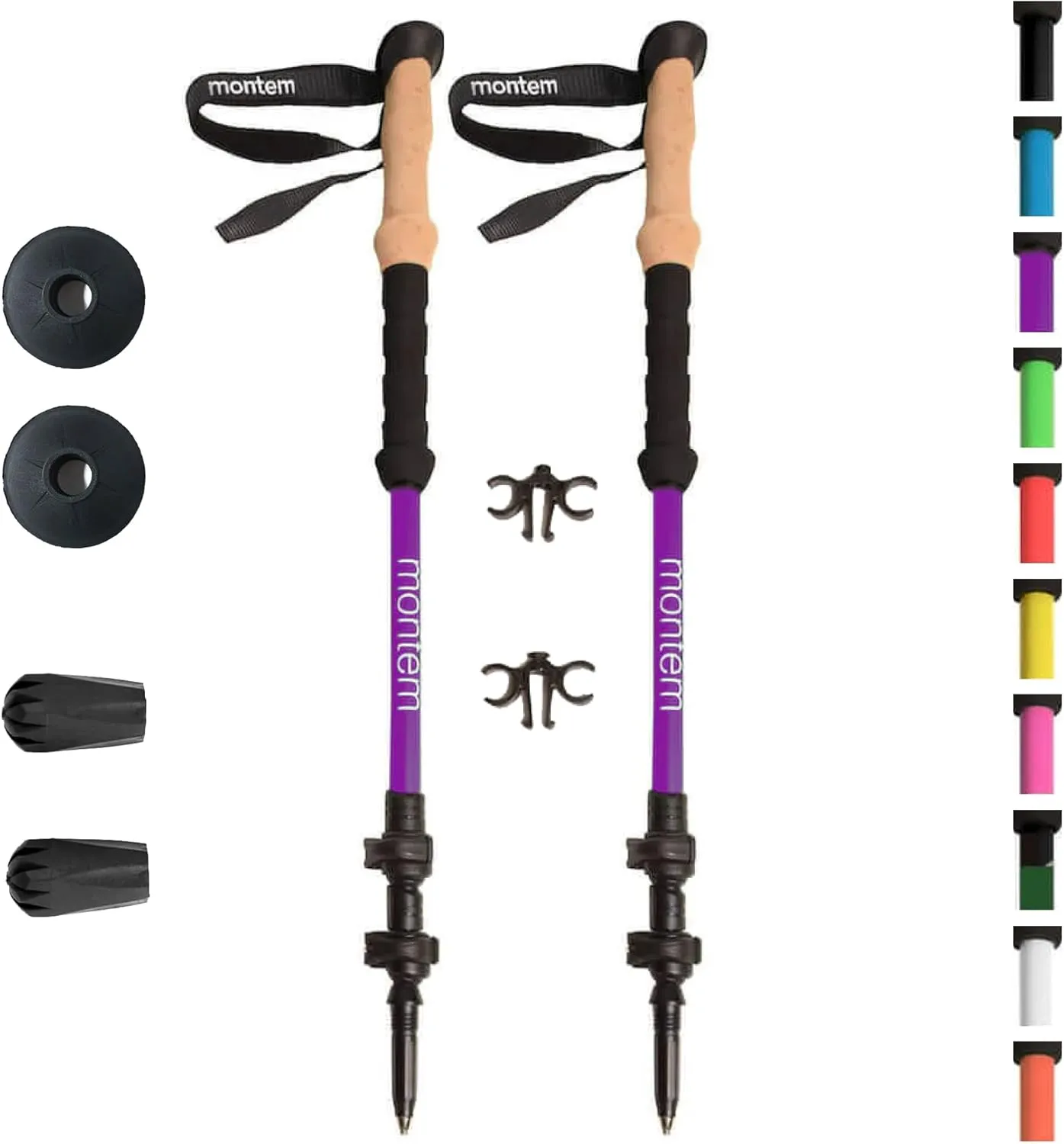 Montem Ultra Strong Trekking, Walking, and Hiking Poles - One Pair (2 Poles) - Collapsible, Lightweight, Quick Locking, Weather-Resistant and Ultra Durable