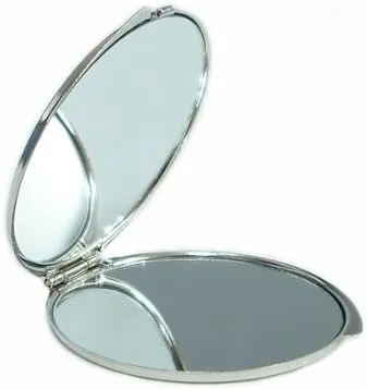 Mother of Pearl Design 2-Sided 2X/1X Magnification Compact Mirror, Pocket Travel Makeup Mirror, Small Metal Portable Handheld Cosmetic Mirror for Purses, Gift for Mom Women (Crane Moon)
