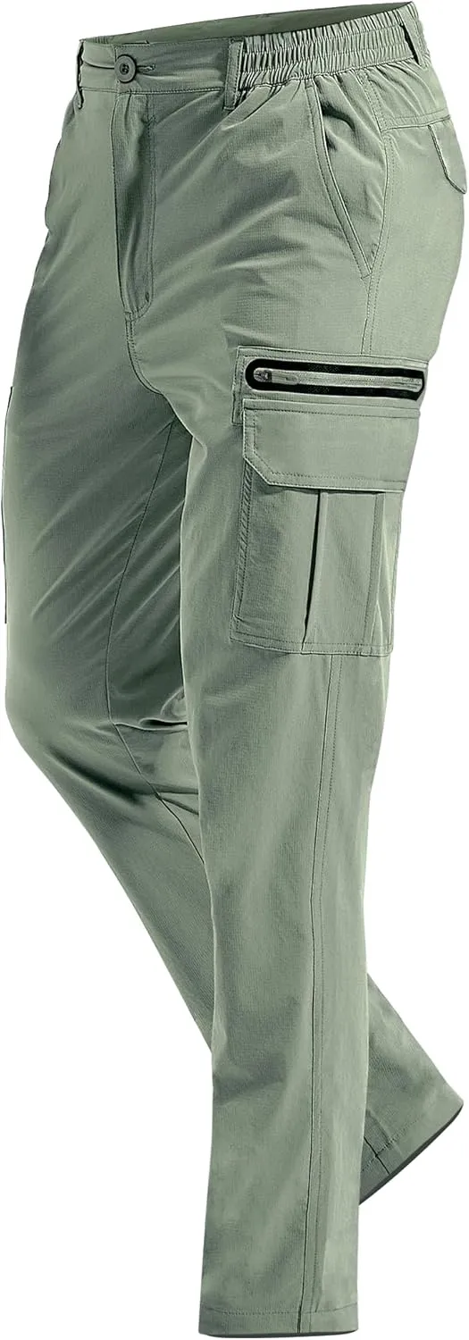 MOURCE Mens Hiking Pants Lightweight - Quick Dry Water Resistant Travel Pants with 7 Pockets for Camping Fishing Outdoor