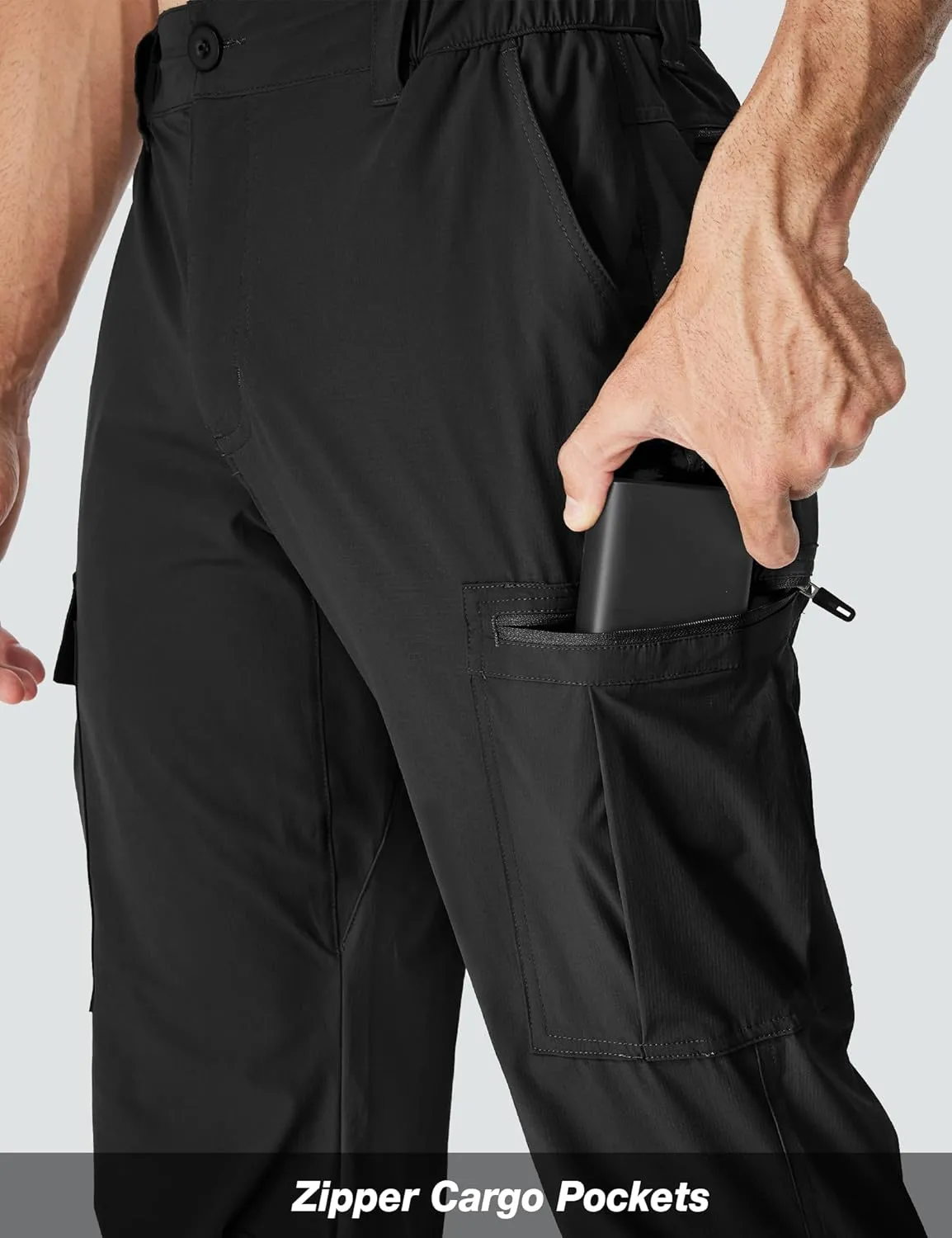 MOURCE Mens Quick-Dry Hiking Pants - Lightweight Water Resistant Cargo Pants for Men with 8 Pockets for Outdoor Activities