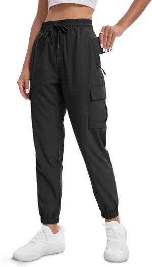 MOURCE Womens Hiking Pants Lightweight Quick Dry Adjustable Cargo Joggers with Zippered Pockets