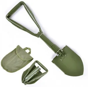 Multi-Function Folding Survival Camping Shovel, Portable Pickaxe with Carrying Pouch for Gardening, Off Road, Hunting, Car Emergency