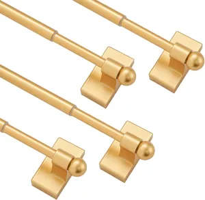 Multi-Use Adjustable Magnetic Curtain Rods for Doors, Windows, Tool Boxes, 16-28 Inch, Easy Installation，4-Pack，Gold