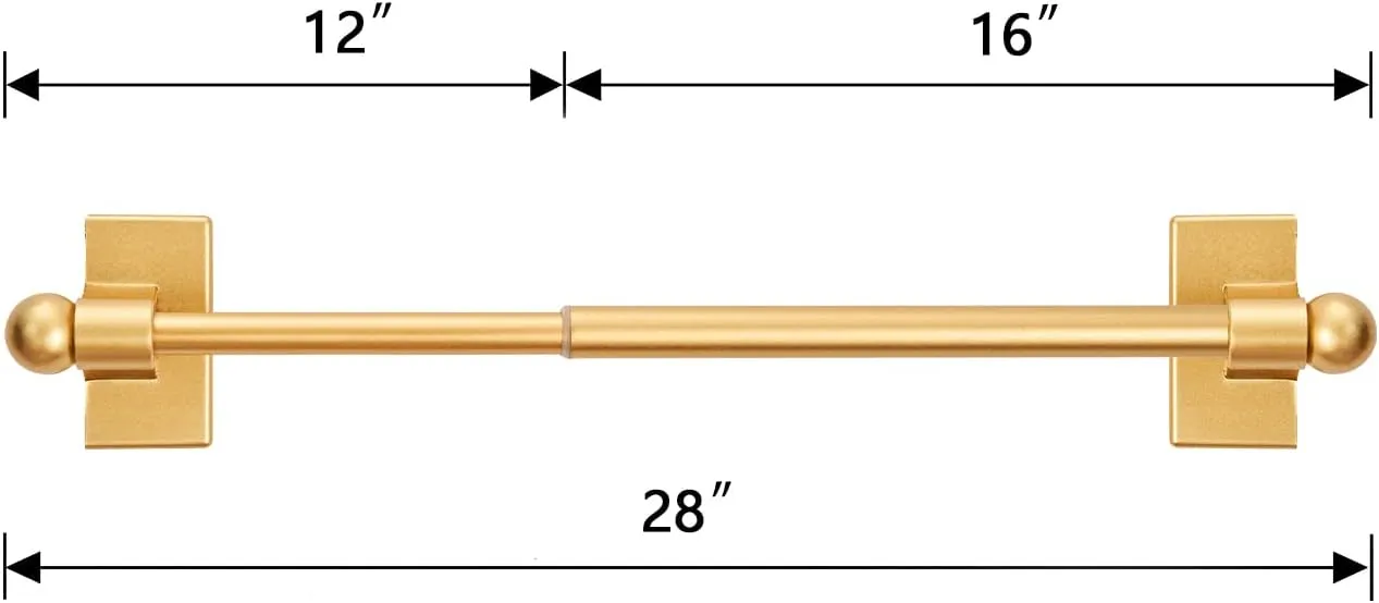Multi-Use Adjustable Magnetic Curtain Rods for Doors, Windows, Tool Boxes, 16-28 Inch, Easy Installation，4-Pack，Gold
