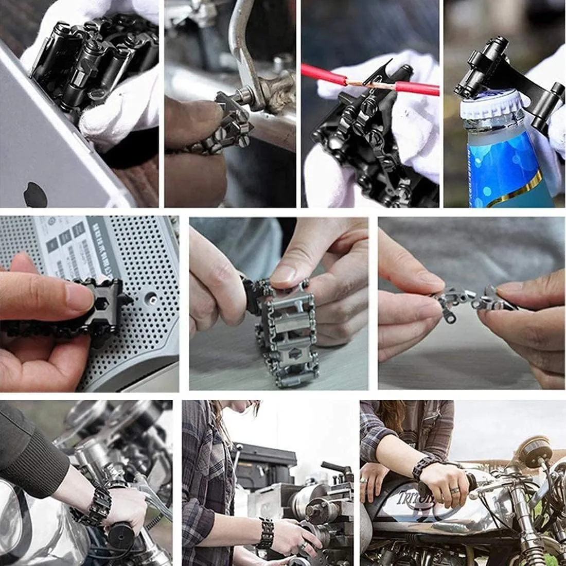 Multitool Bracelet 29 in 1, 22cm Stainless Steel, Outdoor Travel Men Watch Strap, Trend Bracelet with A Pry Tool