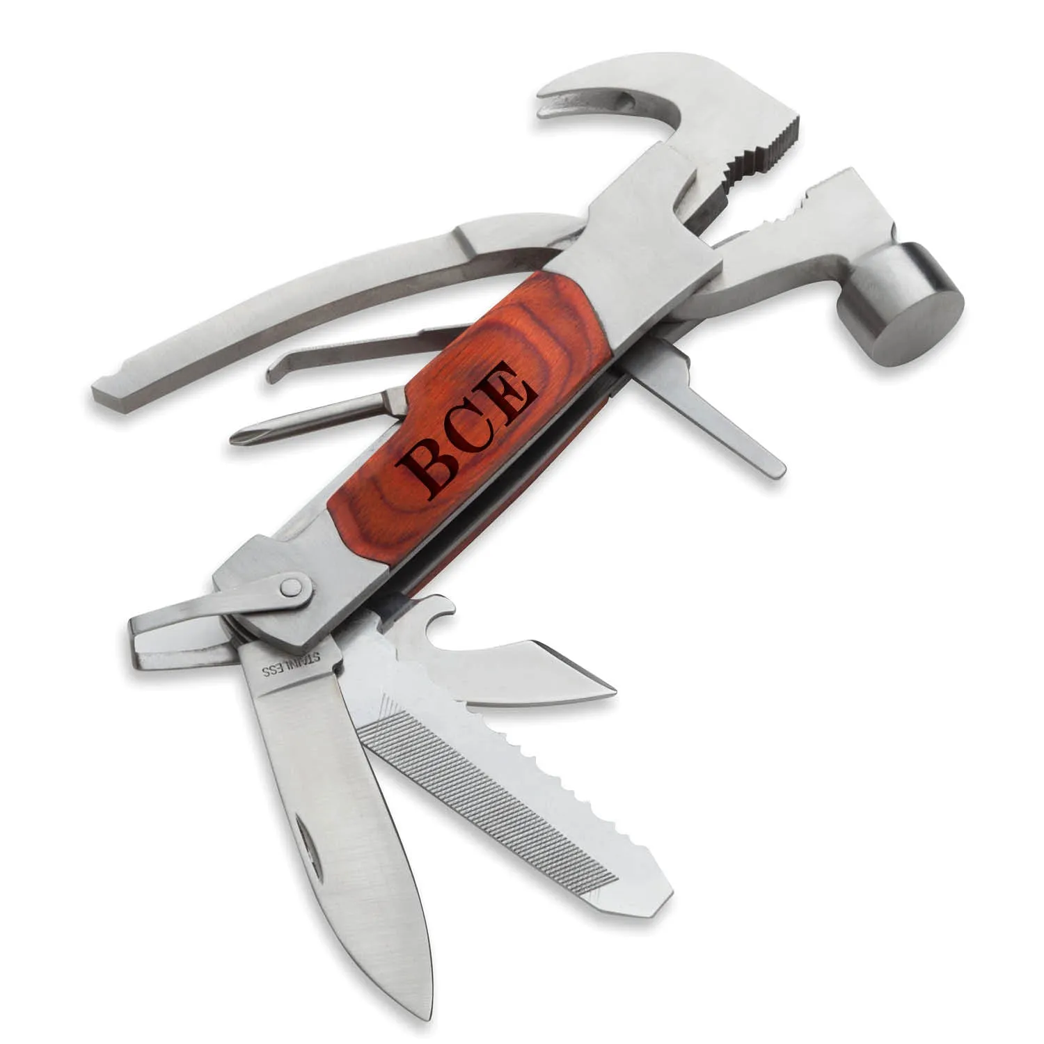 My Initials Personalized Wood 14-In-1 Hammer Tool