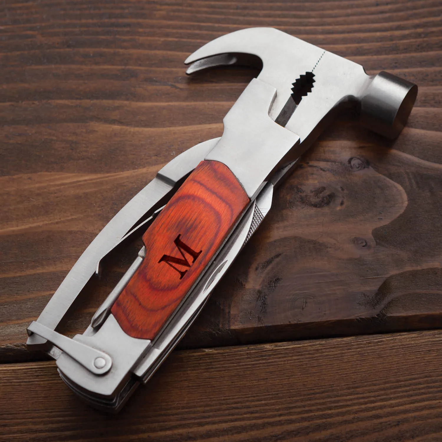 My Initials Personalized Wood 14-In-1 Hammer Tool