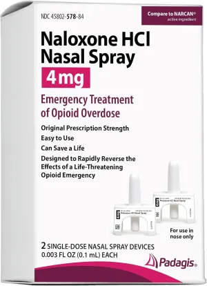 Naloxone HCI Nasal Spray, 4 mg – Emergency Treatment for Opioid Overdose - Rapid-Response Opioid Overdose Reversal, 2 Dose Single Use Nasal Spray